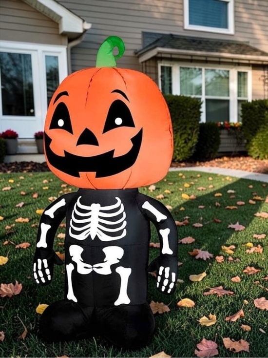 Gemmy Other - Gemmy Pumpkin Head Skeleton Inflatable Halloween Decor 3.5 Ft